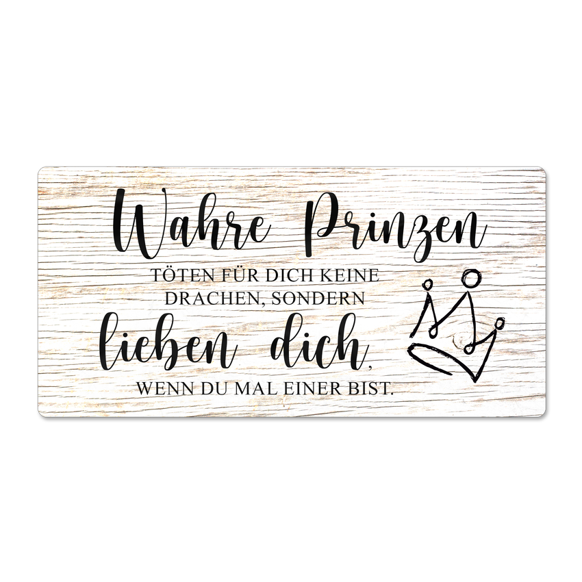 Vintage Stil – Blechschild mit individueller Beschriftung 300 x 150 mm Holz weiß
