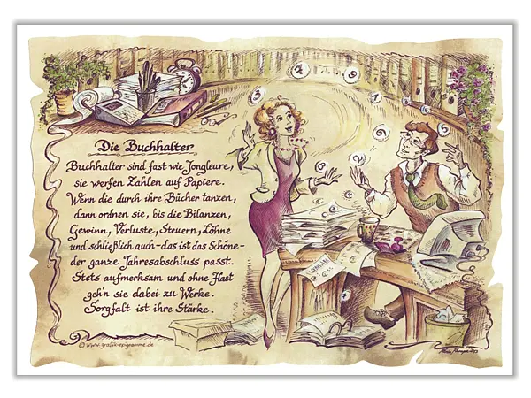 dem Spruch günstig Kaufen-Zunftbild Buchhalter auf Antikpapier im A4-Format. Zunftbild Buchhalter auf Antikpapier im A4-Format <![CDATA[Ein eindrucksvolles und zeitloses Kunstwerk mit dem Berufsmotiv Buchhalter . Der dazu passende Spruch gibt dem Bild eine besondere Note. Das Bild