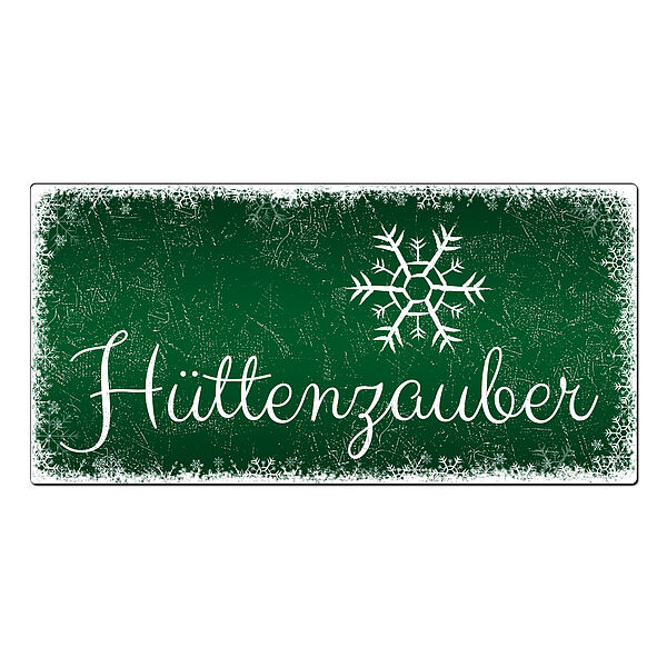 Weihnachtsdeko Schneegestöber - Schild mit Wunschtext - 300 x 150 mm grün