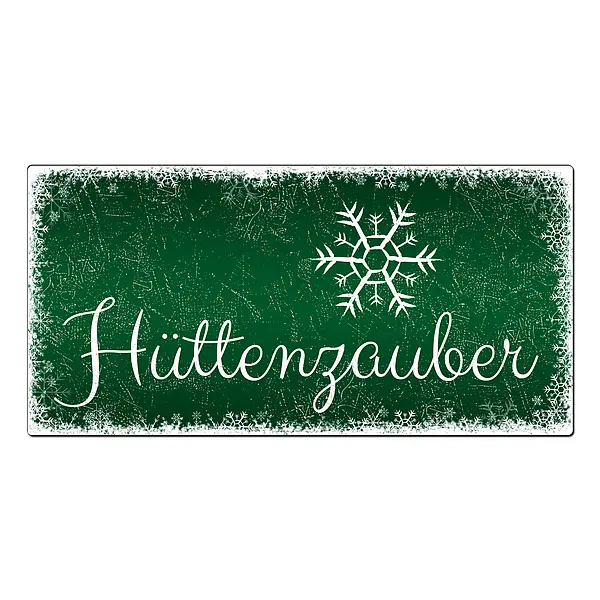 Weihnachtsdeko Schneegestöber – Schild mit Wunschtext – Farbe grün – Format 30 x 15 cm