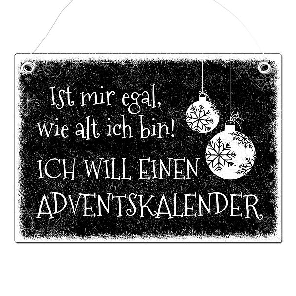 Weihnachtsgeschenk Blechschild A4 Schneegestöber mit Wunschtext im Format A4 schwarz