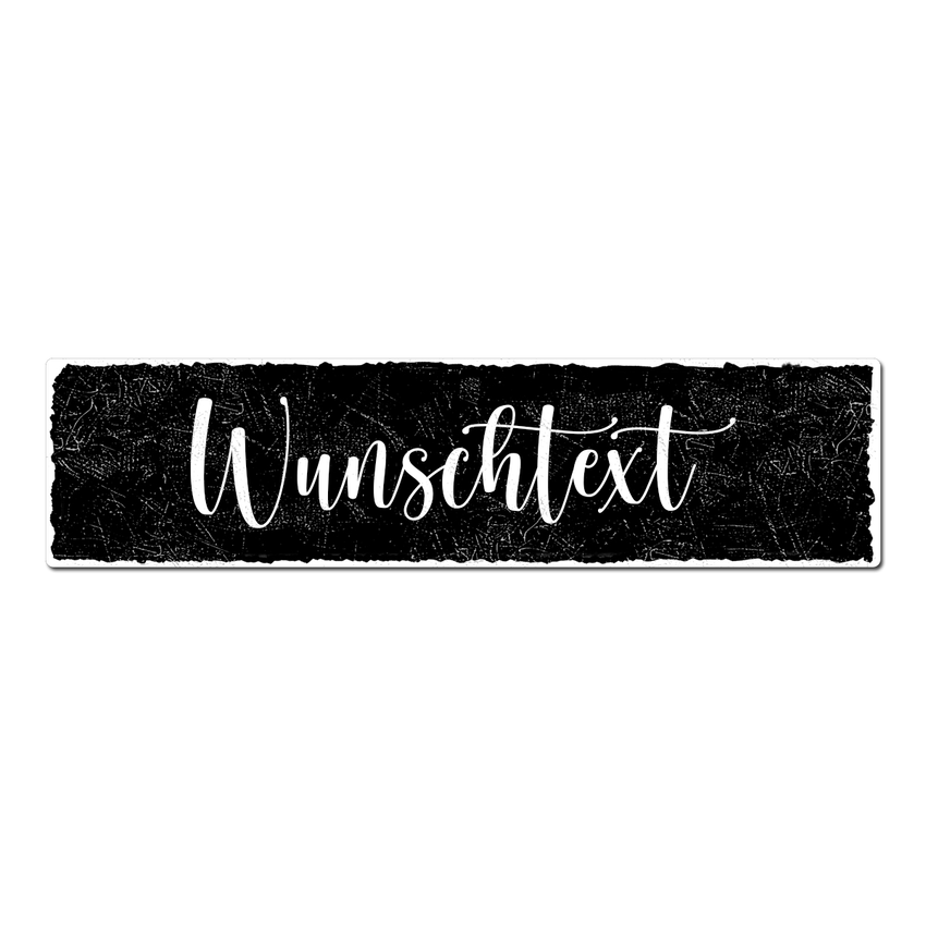 Schild Black Vintage mit Wunschtext 30 x 7,5 cm schwarz