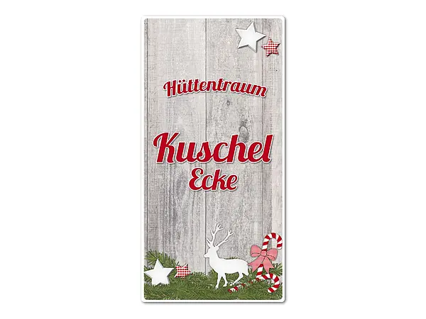 Hüttendeko Aluminiumschild mit Wunschtext – 150 x 300 mm