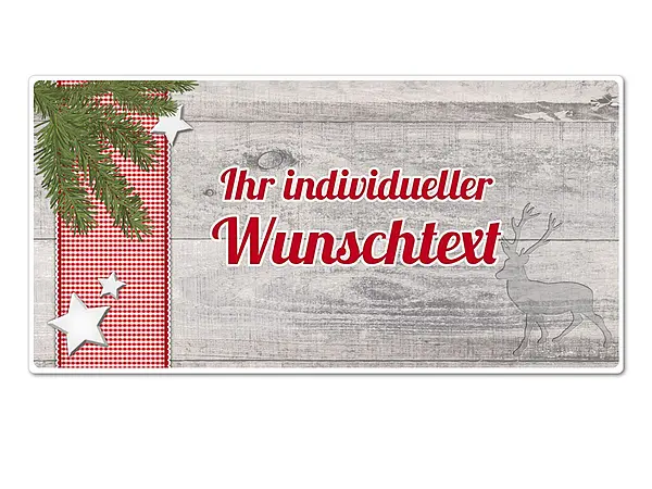 Hüttendeko-Schild mit Wunschtext und Tannenzweig – 300 x 150mm
