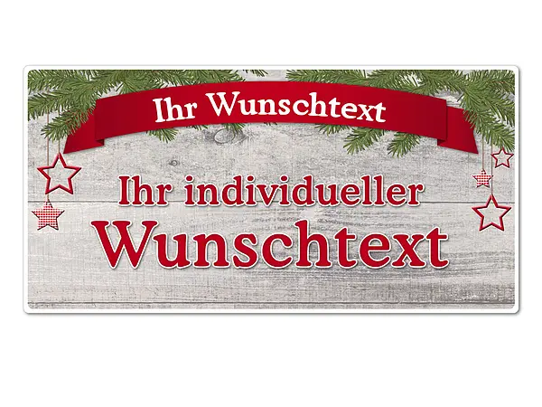Hüttendeko-Schild mit Wunschtext und Banderole – 300 x 150mm