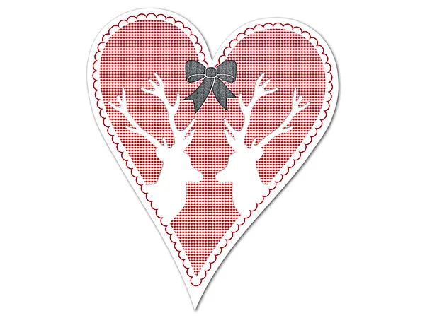 Hüttendeko-Herz mit Hirschen – 180 mm