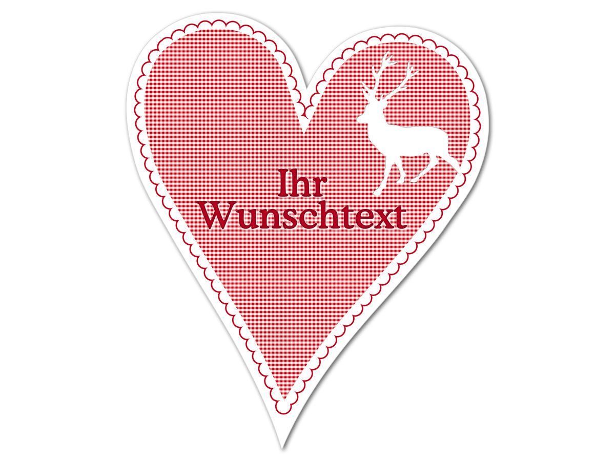 Hüttendeko Herz mit Wunschtext und Hirsch 180mm  - Onlineshop 1a Geschenkeshop