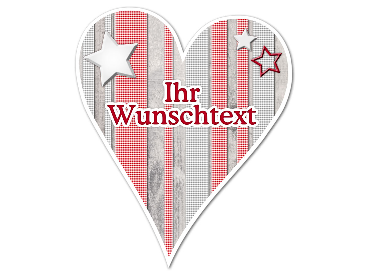 Hüttendeko Herz mit Wunschtext und Sternen 180mm  - Onlineshop 1a Geschenkeshop