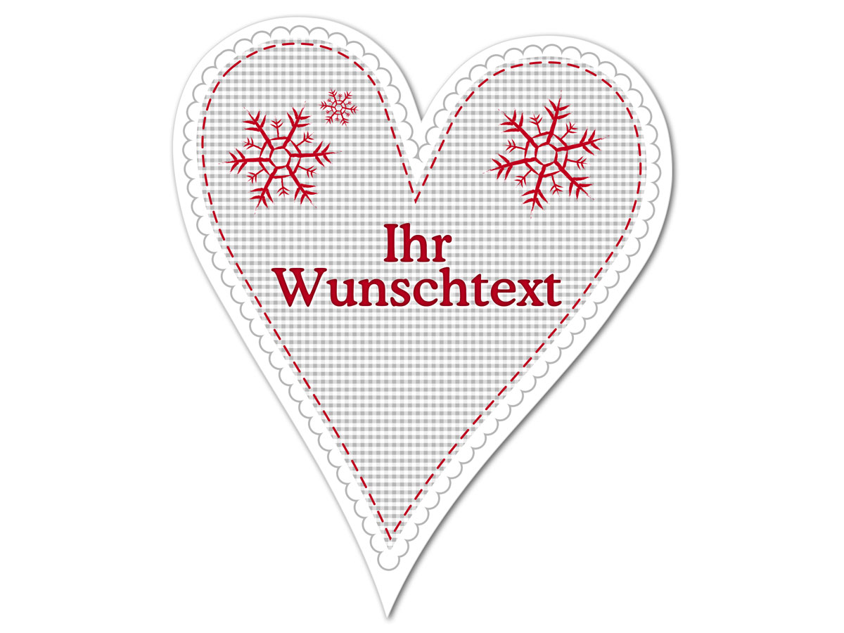 Hüttendeko Herz mit Wunschtext und Schneeflocken 180mm  - Onlineshop 1a Geschenkeshop