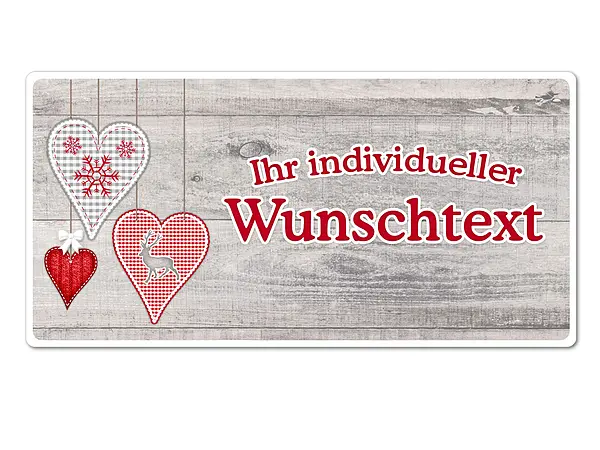 Hüttendeko-Schild mit Wunschtext und Herzen – 200 x 100mm