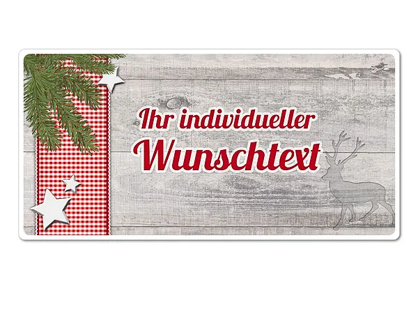 Hüttendeko-Schild mit Wunschtext und Tannenzweig – 200 x 100mm
