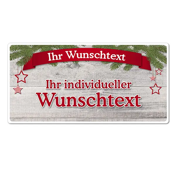 Hüttendeko-Schild mit Wunschtext und Banderole – 200 x 100mm