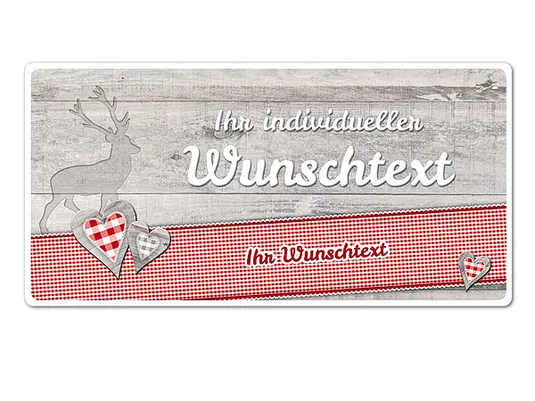 Hüttendeko-Schild mit Wunschtext und Hirsch – 200 x 100mm