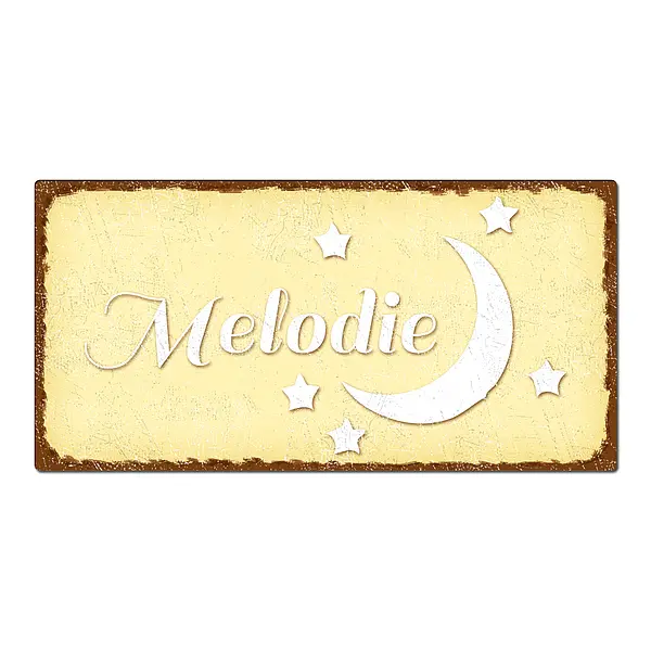 Dekoschild im Vintage Look mit Wunschtext 200 x 100mm pastellgelb/braun