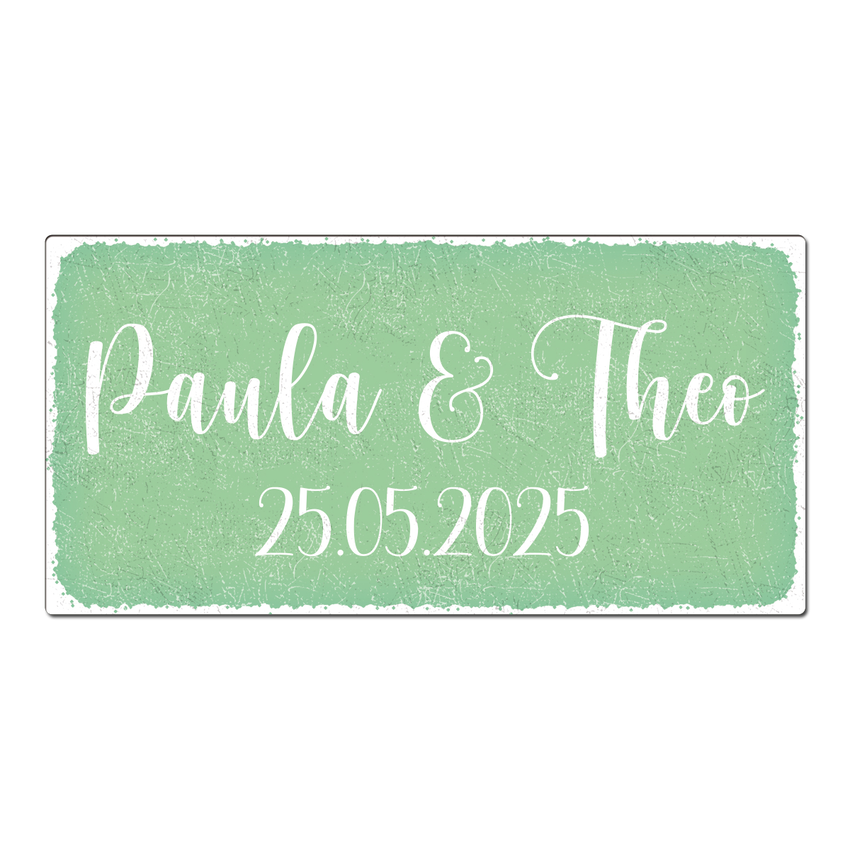 Vintageschild mit Wunschtext 200 x 100mm pastellmint