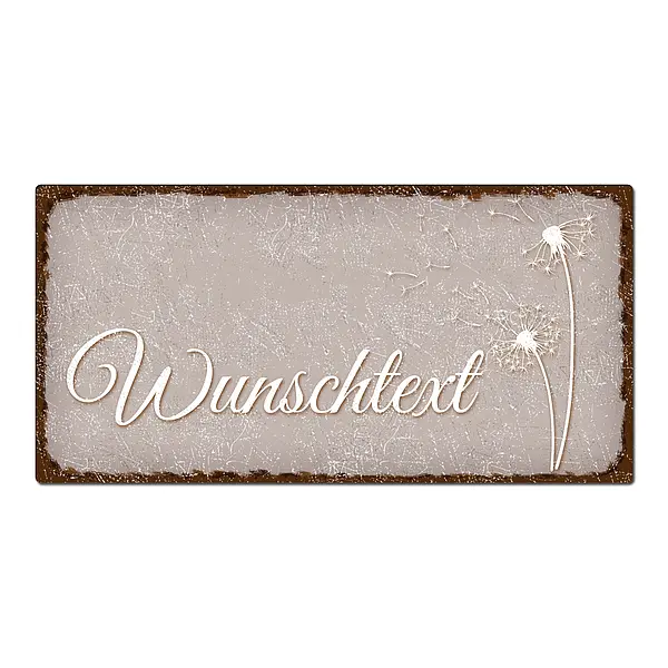 Blechschild im Vintage Look mit Wunschtext 300 x 150mm taupe/braun