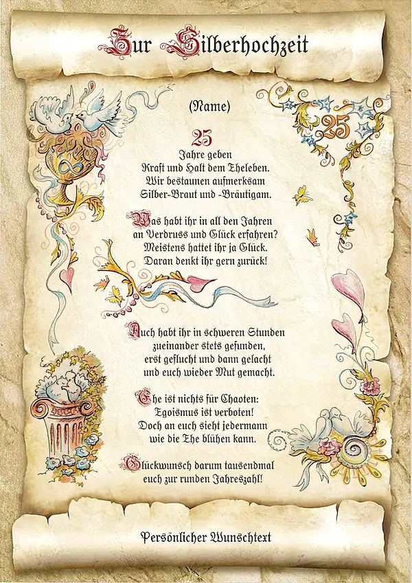 Urkunde zur Silberhochzeit