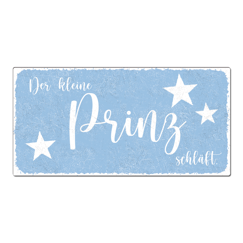 Aluschild im Vintage Look mit Wunschtext 300 x 150mm hellblau