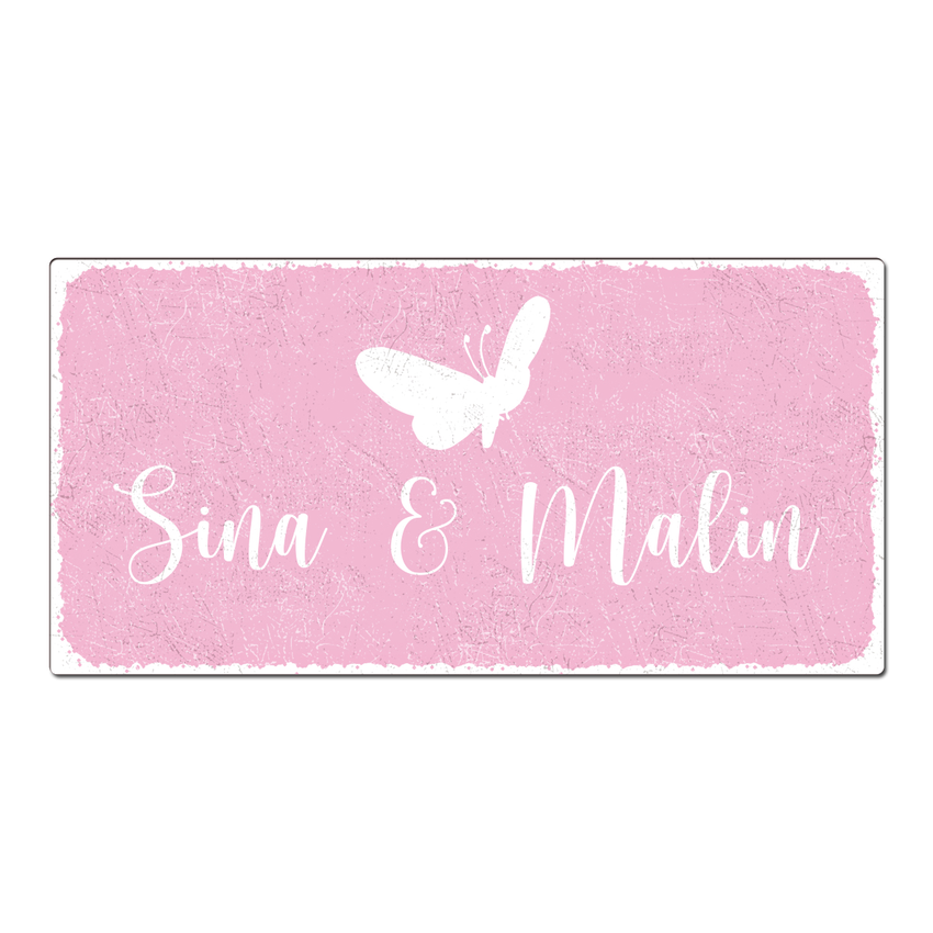Aluschild im Vintage Look mit Wunschtext 300 x 150mm rosa