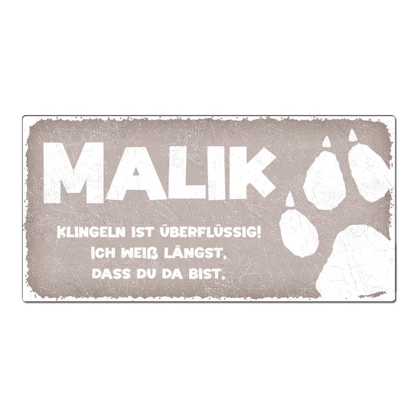 Aluschild im Vintage Look mit Wunschtext 300 x 150mm taupe