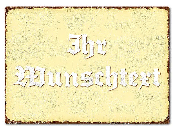 Farbiges Blechschild mit Wunschtext A4 pastellgelb/braun