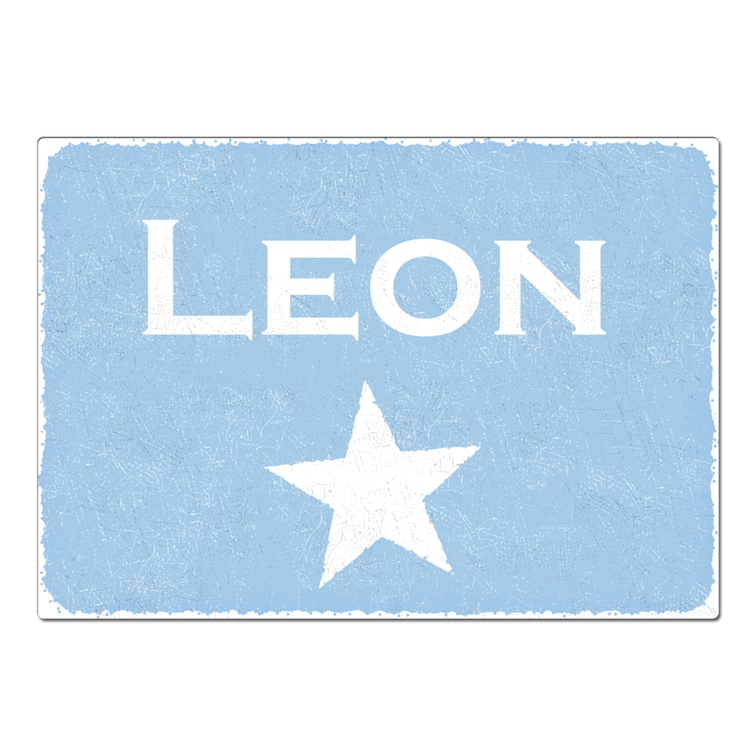 Retroschild mit Wunschtext A4 pastellblau