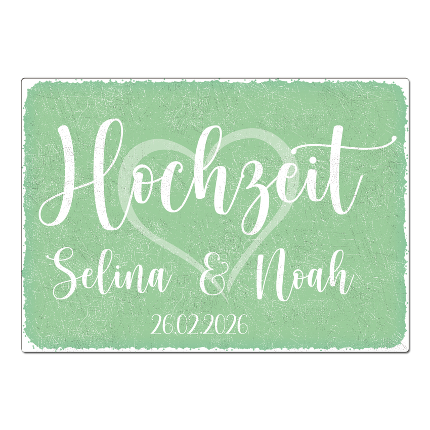 Retroschild mit Wunschtext A4 pastellmint