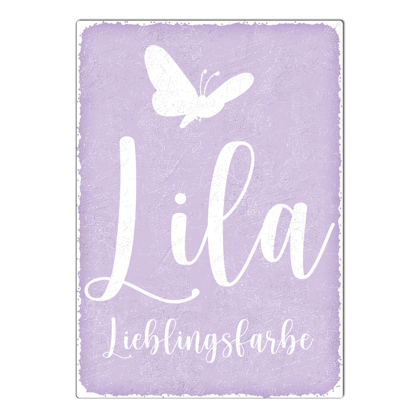 Retroschild mit Wunschtext A4 pastellviolett