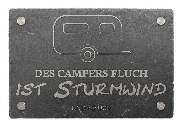 Dekoschild aus Schiefer 30 x 20 cm Motiv Wohnwagen  - Onlineshop 1a Geschenkeshop