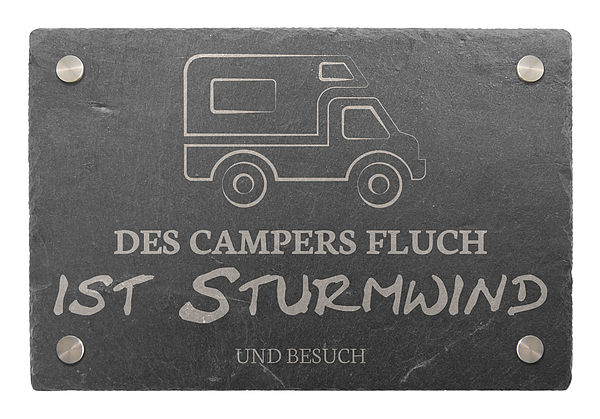 Dekoschild aus Schiefer 30 x 20 cm Motiv Wohnmobil  - Onlineshop 1a Geschenkeshop