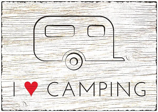 Blechschild Wohnwagen Größe A4 – I love Camping