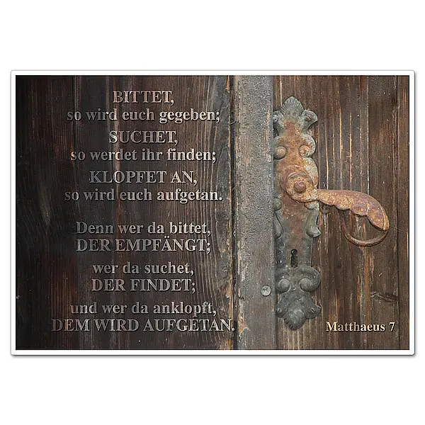 Schild mit Bibelvers „Bittet, so wird euch gegeben“ – viele Größen erhältlich