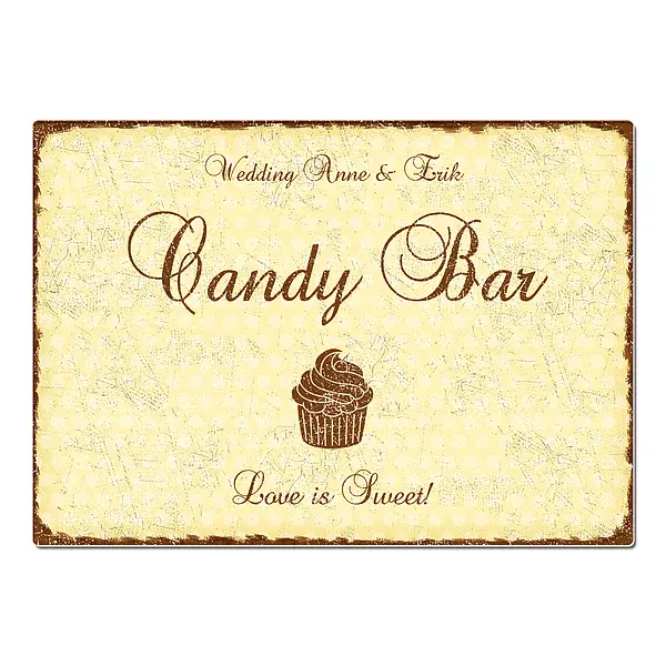 Hochzeitsdeko Schild Candy Bar – Format A3 gelb