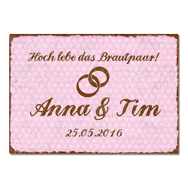 Hochzeitsgeschenk Schild „Hoch lebe das Brautpaar“ – Format A3 rosa