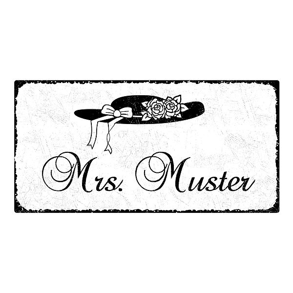 Hochzeitsdeko - Schild mit Name der Braut 300 x 150mm - Mrs.