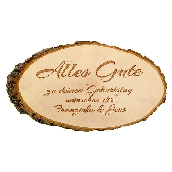 Holzschild zum Geburtstag mit Wunschtext  - Onlineshop 1a Geschenkeshop