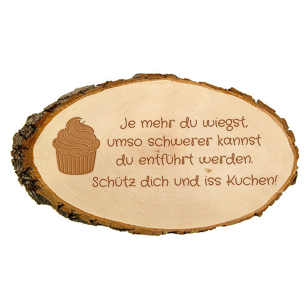 Baumscheibe graviert mit Ihrem Wunschtext Größe: ca. 24x11x2 cm