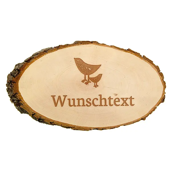 Baumscheibe graviert mit Ihrem Wunschtext