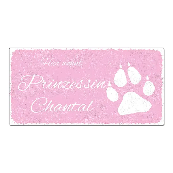 Schild im Vintage Stil mit Wunschnamen 200 x 100 mm pastellrosa  - Onlineshop 1a Geschenkeshop