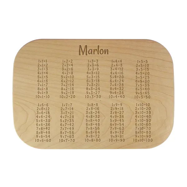 Geschenk zur Einschulung – Schneidebrett mit Einmaleins und Name 28 x 19 cm