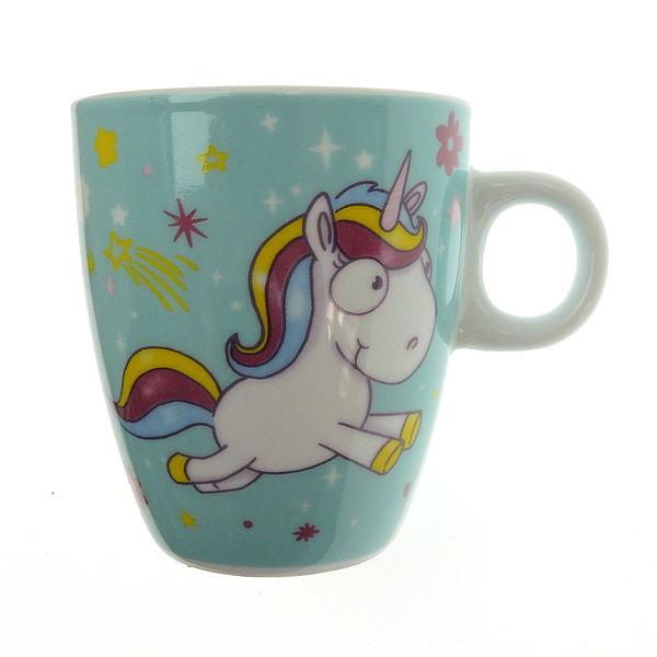 Tasse mit Einhorn im Comic Look mint