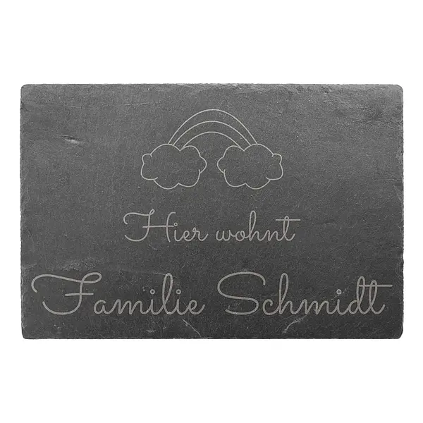 Dekoschild mit Regenbogen und Familiennamen 30 x 20 cm