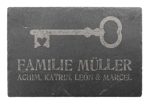Vintage Türschild aus Schiefer 30 x 20 cm - Design Key