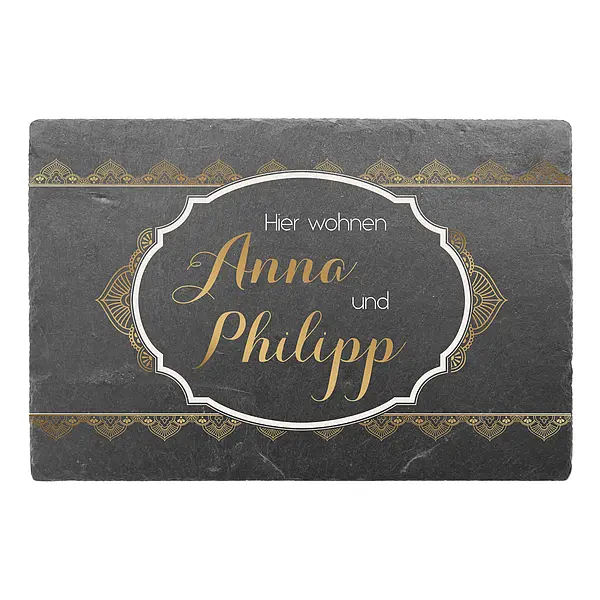 Edles Türschild aus Schiefer mit Design "Orient" 30 x 20 cm