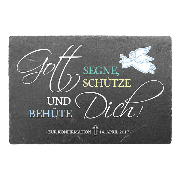 Konfirmationsgeschenk oder Kommuniongeschenk aus Schiefer 300 x 200 mm