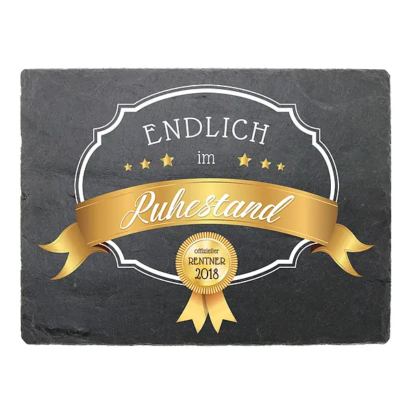 Geschenk zur Pensionierung - Schiefertafel mit Wunschtext 200 x 150 mm