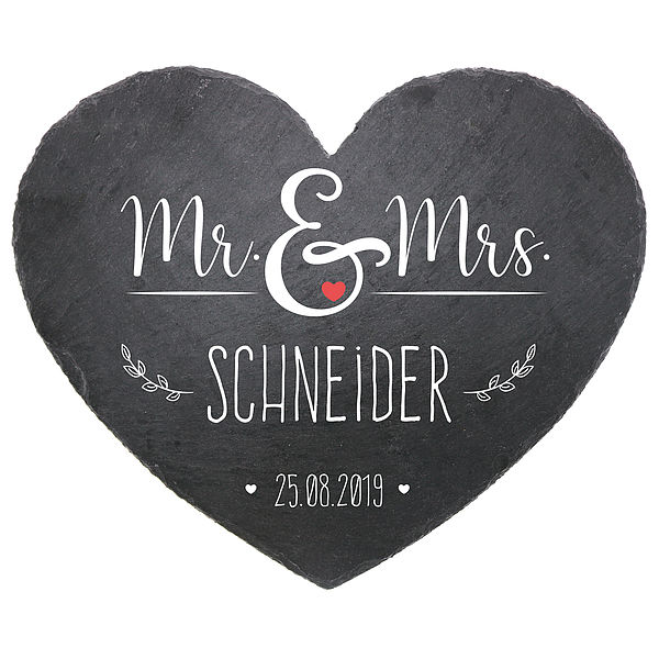 Hochzeitsgeschenk Schieferherz in der Größe 24 cm Geschenk zur Hochzeit