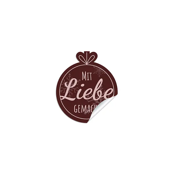 Sticker „mit Liebe gemacht“ – 16 Stück auf einem A4 Bogen Design Christmas Bulbs