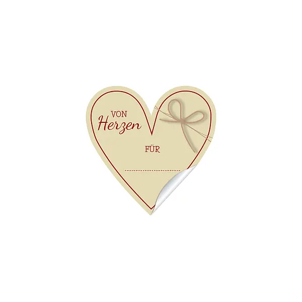 Sticker „von Herzen“ – 12 Stück auf einem A4 Bogen Design Heart