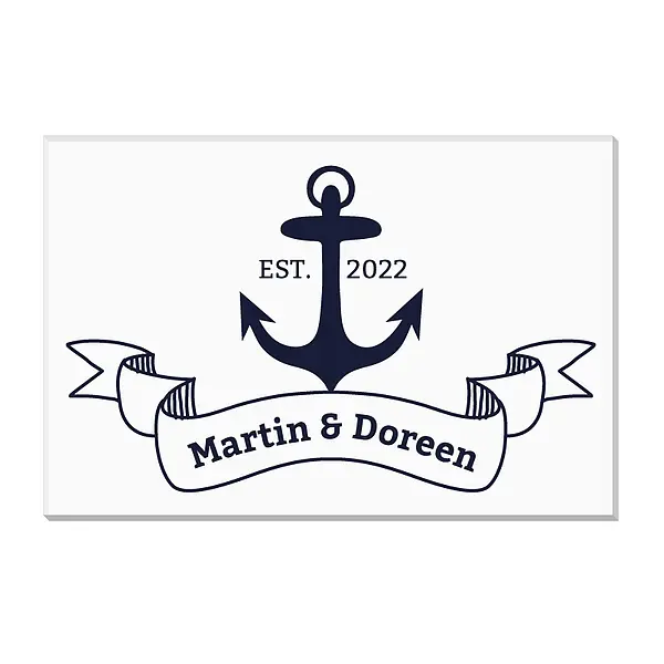 Maritime Acrylplatte zur Hochzeit mit Anker, Namen und Datum Variante 2 Querformat  - Onlineshop 1a Geschenkeshop